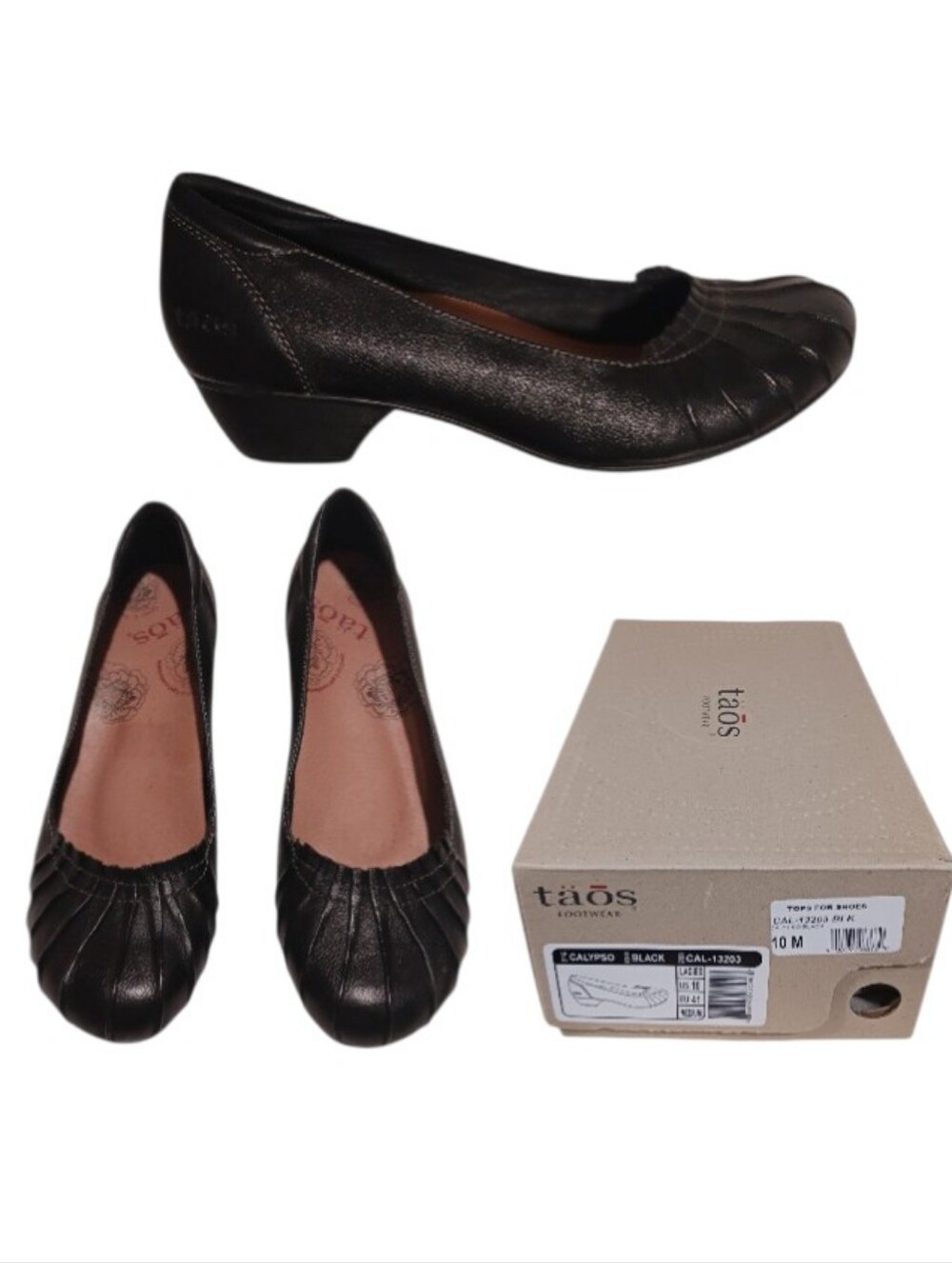 Taos Calypso Cuban Heel Pump Pleated Leather